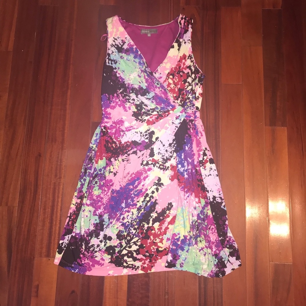 Donna Ricco dress size 10 pink black purple stretchy